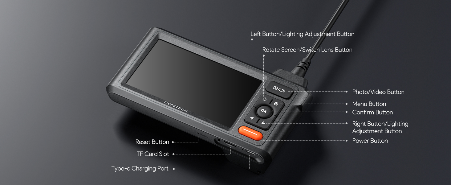 Endoscope Camera with Lights Snake Inspection Scope Camera Industrial Borescope