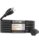 Black Heavy-Duty 13.1ft Indoor/Outdoor Extension Cord, 3 Prong 1250W 10A, Weather-Resistant Water...