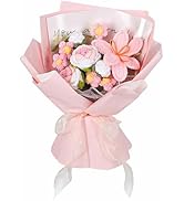 Crochet Flower Bouquet Pink Knitted Flowers Handmade Crochet Rose Flowers Preserved Flowers Bouqu...