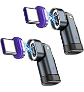 USB C Magnetic Adapter (2 Pack) USB Type C 180° Rotation Adapter 16PIN PD 240W Right Angle Adapte...