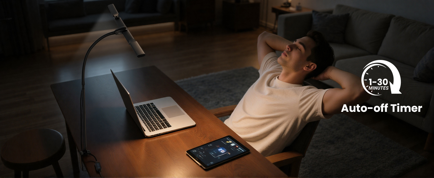 Computer Monitor Table Lamp 3 Head Adjustable Desk Lamp for Reading Study Workbench