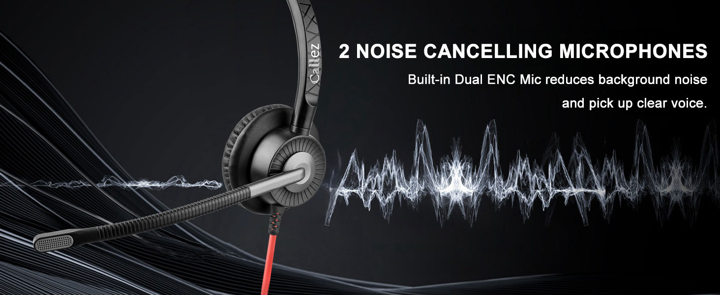 headset with ENC noise cancelling mic