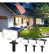 JEJOT Solar Lights Outdoor Waterproof IP65, Super Bright LED with Lens, 6500K 2 Lighting Modes, S...