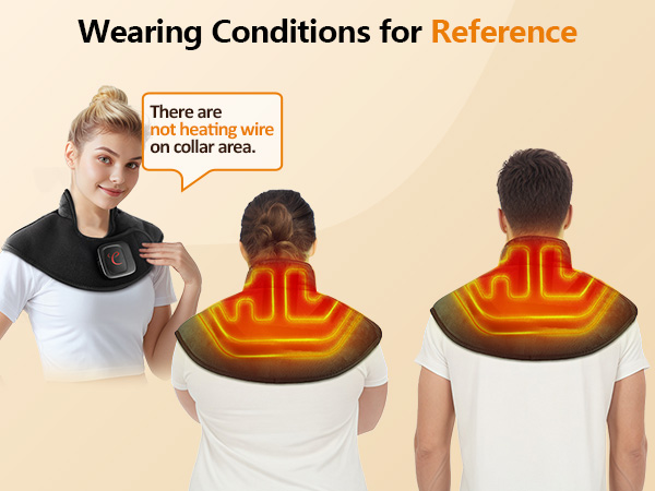 wireless heating pad wearing condition for reference