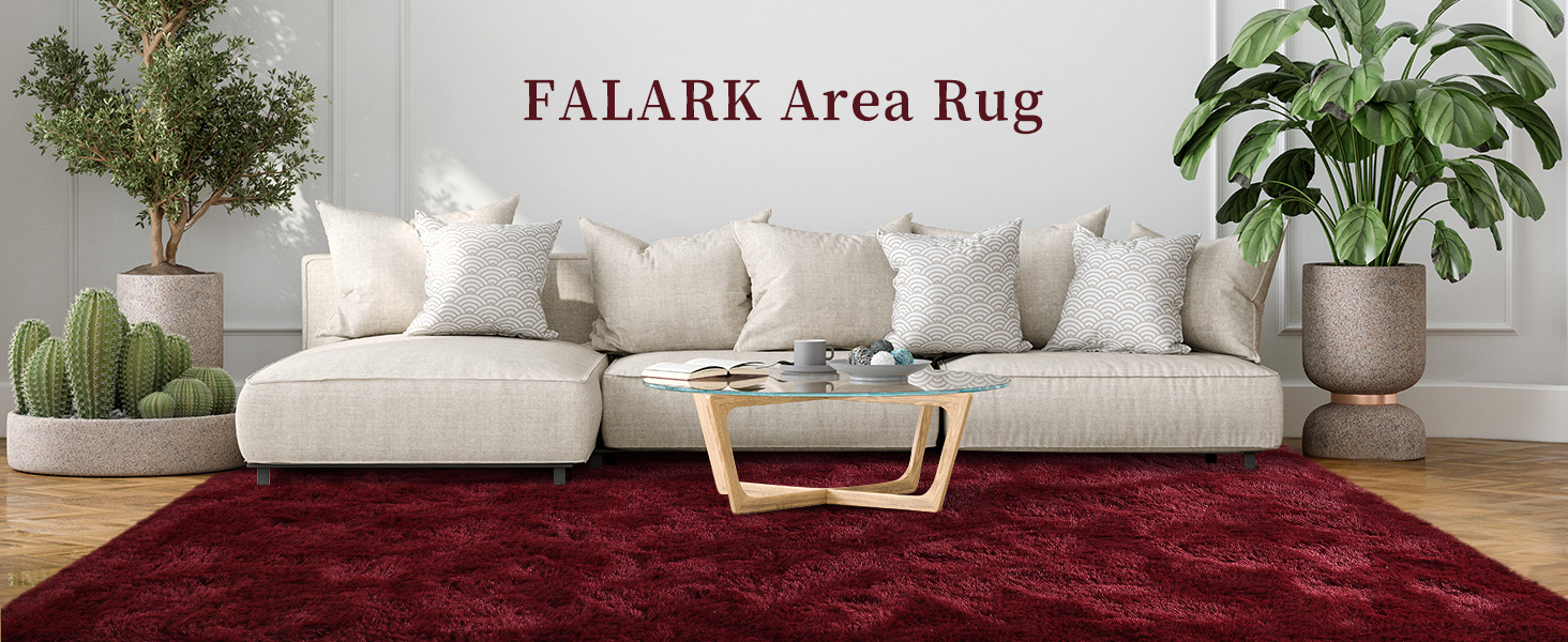 fluffy red area rug for livingroom