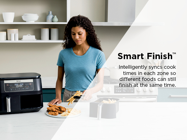 Smart Finish Intelligently syncs cook times in each zone so different foods can still finish at the