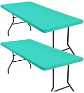 homing 2 Pack 6 Foot Rectangle Elastic Fitted Tablecloth, Waterproof Fabric Table Cover, Washable...