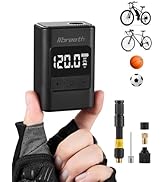 Bike Pump with Gauge, 120 PSI Mini Electric Bike Tire Pump, Auto Stop Air Pump with Presta and Sc...