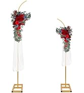 HeyMate Metal Arch Backdrop Stand, Gold Curved Top Wedding Arch Set of 2 (7.2FT/5.9FT) Wedding Ar...