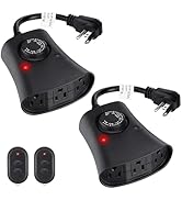Lights Plug Timer Outdoor, Dusk to Dawn Electrical Timer Switch with Remote, Waterproof 3 Grounde...