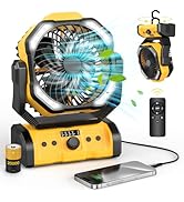 Portable Camping Fan Rechargeable - 20000mAh Cordless Battery Powered Fans with LED Lantern, Remo...