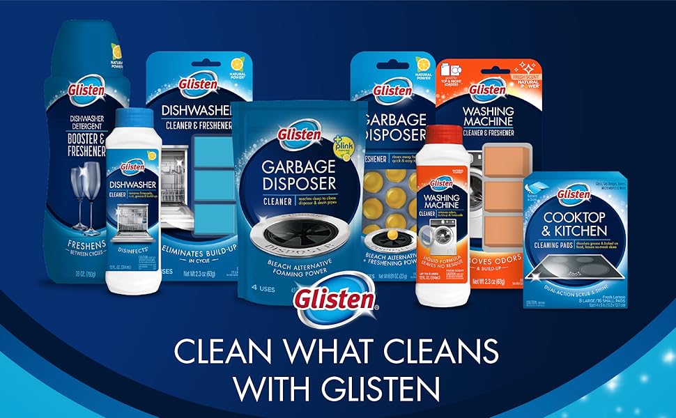Clean What Cleans with Glisten; dishwasher cleaner, washing machine cleaner, disponer cleaner &amp;amp; more