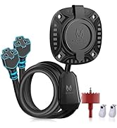 MICTUNING 20A 125V AC Port Plug with 5-in-1 T-Blade Adapter, 12AWG Heavy-Duty RV Shore Power Inle...