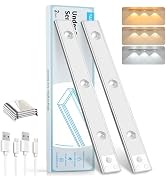 LED Under Cabinet Light, Under Counter Dimmable Lighting with Motion Sensor, USB Rechargeable Mot...