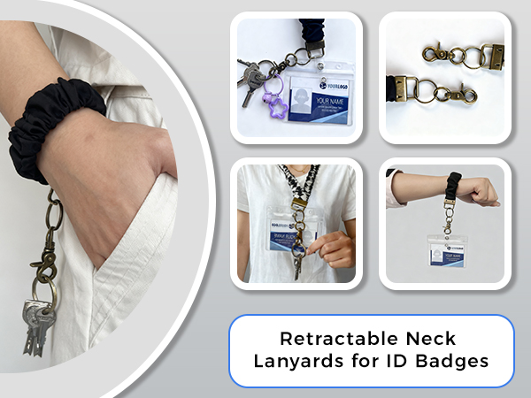 Stretchy Scrunchie Lanyard Set for ID Badges and Keys