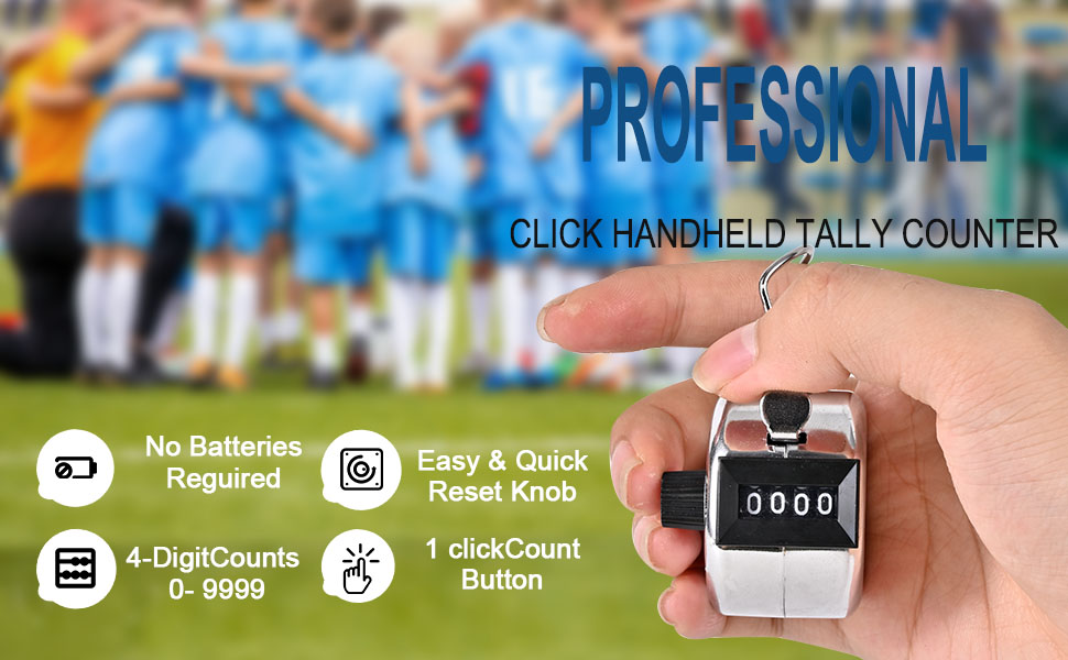Tally Counter 4-Digit Clicker Counter Metal Hand Tally Counters Clicker Pitch Mechanical clicker