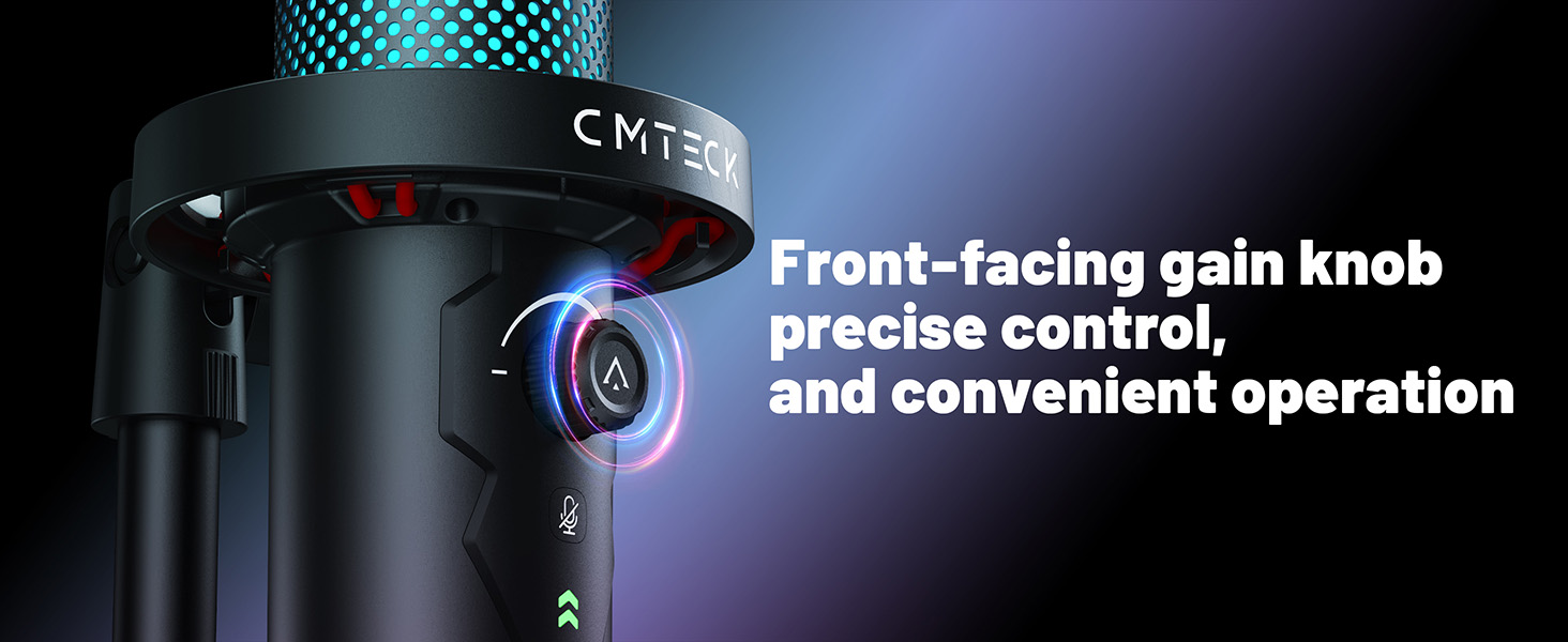 Front-facing gain control knob