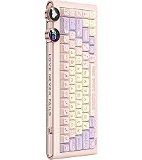 F75 Mechanical Keyboard, 75% Hot Swappable Gasket Structure Tri-Mode Gaming Keyboard, 81 Keys RGB Bl...