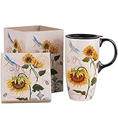 Topadorn 17 oz Ceramic Travel Mug with Spill Proof Lid &amp; Handle, Microwave Dishwasher Safe Coffee...