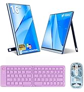 Veout 16-inch Portable Monitor with Bluetooth Mouse &amp; Foldable Keyboard