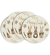 Artoid Mode Carrots Rabbit Bunny Happy Easter Round Placemats Set of 4, 14 Inch Spring Round Tabl...