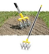 BlumeTrec Rotary Cultivator Garden Tool with Extra-Large Tines, 74-Inch Long Handle Manual Tiller...