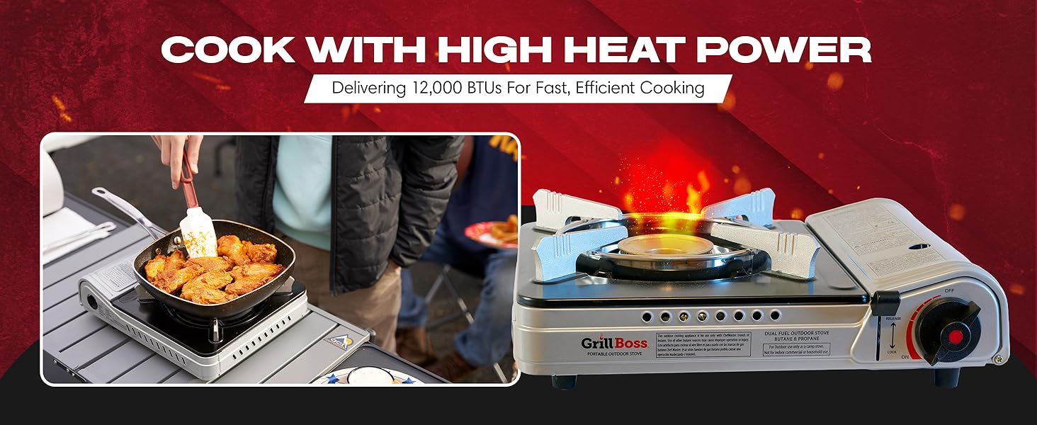 Grill Boss Dual Fuel Portable Stove, Dual Fuel Butane &amp;amp; Propane Stoves