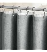 BTTN Grey 3 in 1 Linen Textured Shower Curtain with Liner, 72x72, Gray | 230GSM Heavy Duty Polyes...