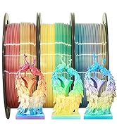 1.75mm Silk Fast Color Change Rainbow PLA, 3 Different Multi Color PLA Filament Bundle, Rainbow
