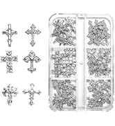3D Alloy Metal Crystal Cross Nail Charms - 60 Pcs Ideal for Women and Girls' DIY Punk Nail Art, w...