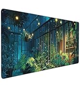 SEIFUD Large Gaming Mouse Pad, Plant Design Desk Mat, 35.4 x 15.8 inches, Green City View Pattern...