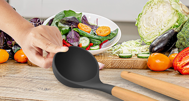 grey cooking utensils