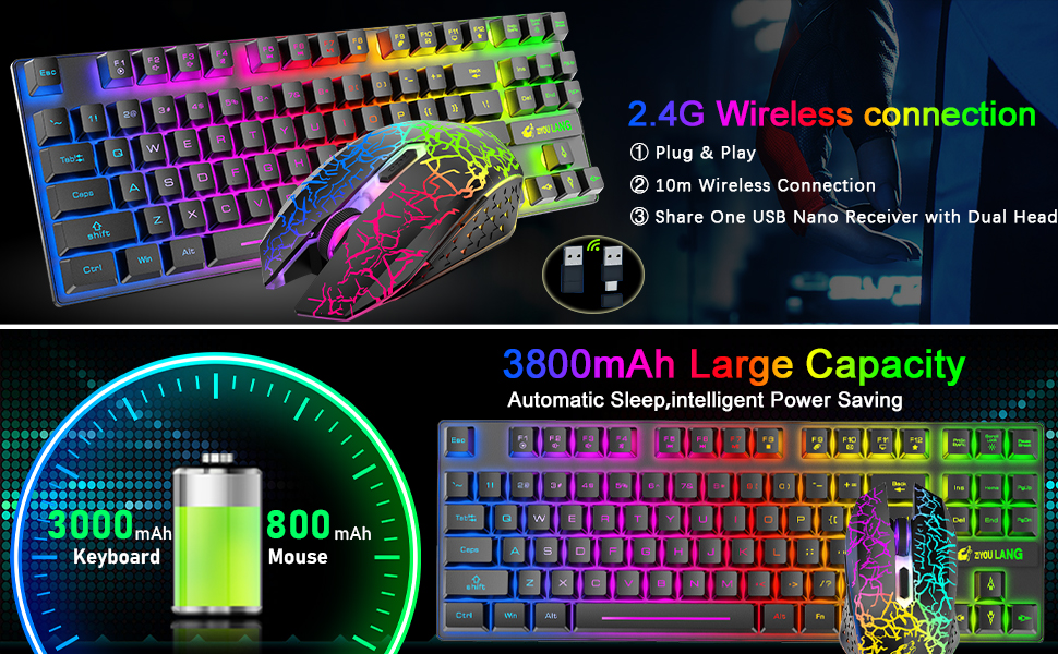 rechargeable gaming keyboard and mouse