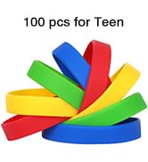 LVNRIDS 100 Silicone Wristbands Rubber Bracelets for Children Teens, 7 inch Wholesale Sports Rubb...