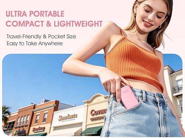 5000mah Ultra Slim Power Bank Pocket Size Mini Portable Charger Travel Essential Phone Charger