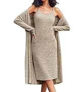 Ekouaer Womens Knit Robe Set 2 Piece Nightgown with Robes Long Sleeves Lounge Sets with Pockets S...