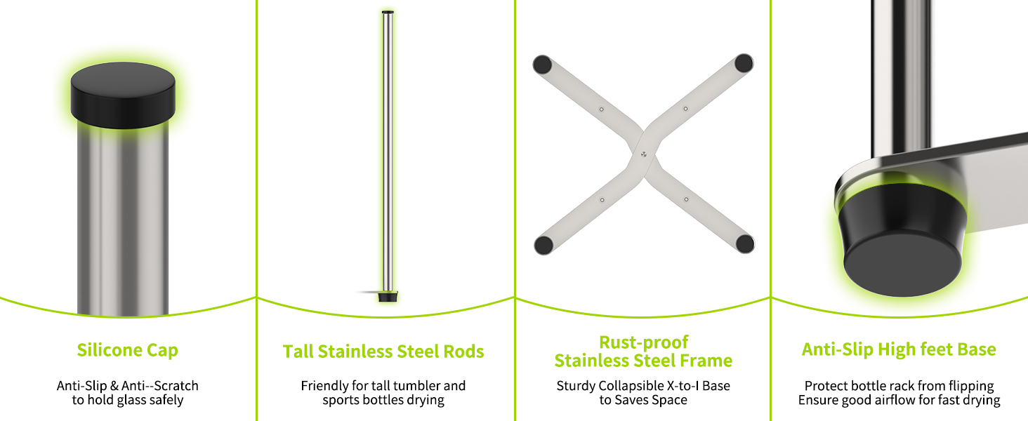 rust proof stainless steel ziploc bag drying rack on counter, foldable design