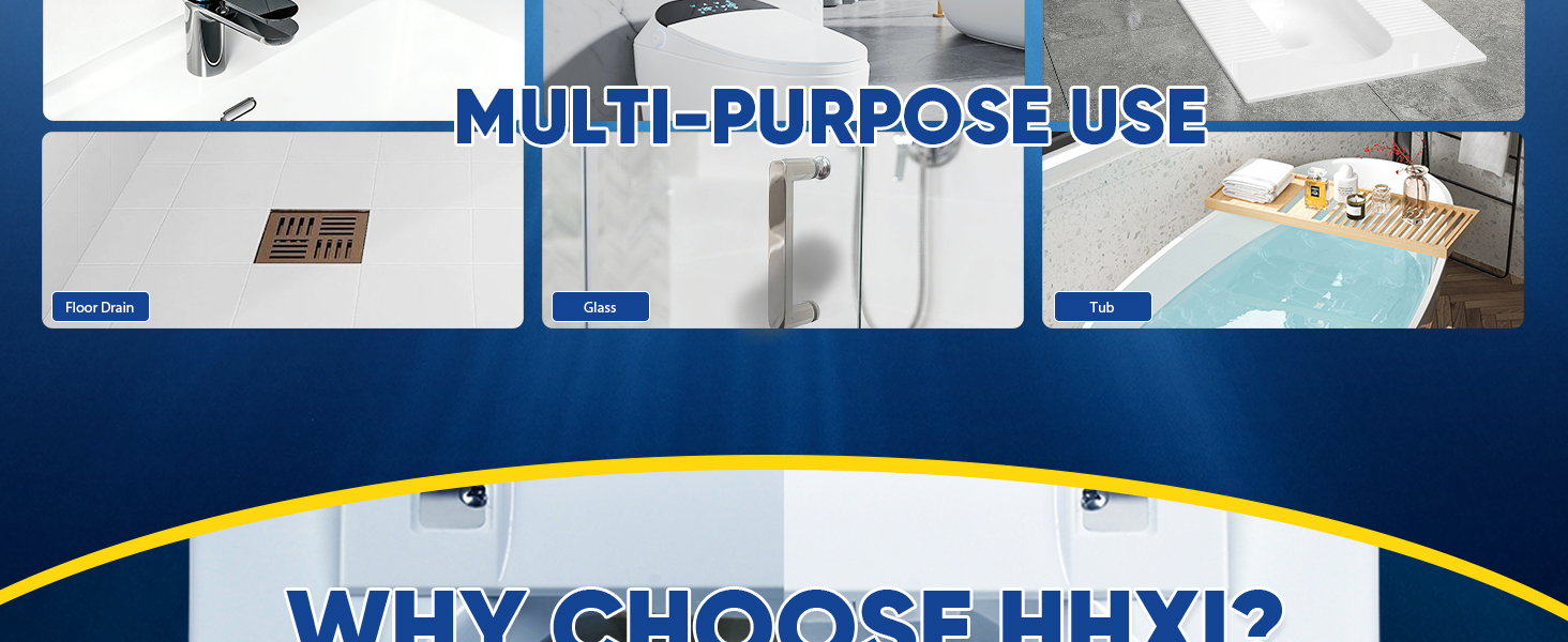 MULTI-PURPOSE USE: Sink, Toilet Bowl, Squat Toilet Glass, Floor Drain, Tub