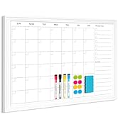 DOLLAR BOSS Magnetic White Board Calendar 24''x 18'', Monthly Dry Erase Planner for Wall with Whi...