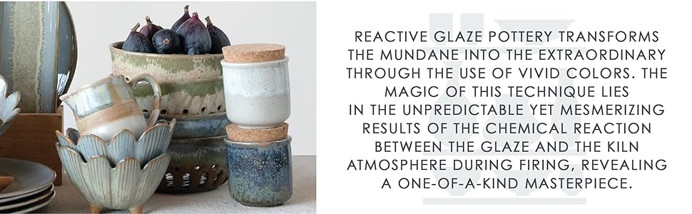 reactive glaze pottery has vivid colors. The technique is magic between the glaze and the kiln