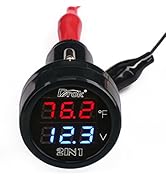 DROK Digital DC Voltage 10-170 Degree Fahrenheit Temperature Monitor Car Motorcycle Battery Voltm...