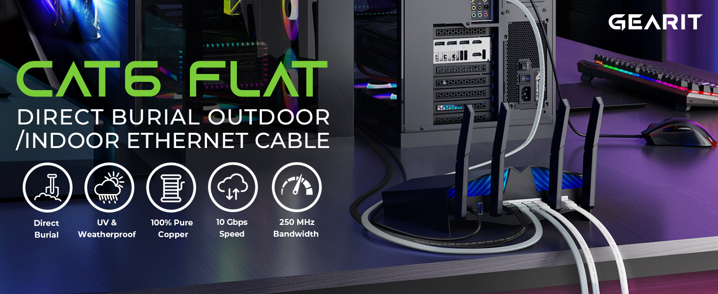 cat6 outdoor ethernet cable flat cord