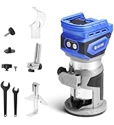 SainSmart Cordless Wood Router, Brushless Compact Palm Router, 5 Level Speeds, 28,000RPM, Wood Tr...