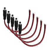 5.5mm x 2.5mm DC Power Terminal Cable 5-Pack, 14AWG 0.8FT with Male Barrel Connector for CCTV Cam...