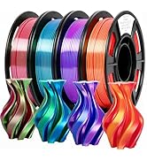 Epelay Epelay 3D Printing Filament Bundle, Silk PLA Printer Filament 1.75mm, Shiny Dual Color Cha...