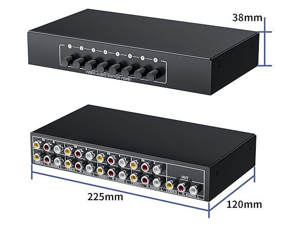 8 in 1 Out R/L RCA Stereo Audio Video Switch Manual Switching audio visual rca composite switcher