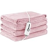 LaffyLo Electric Heated Blanket Full Size 72×84, Breathable &amp; Luxurious Flannel,Soft Warm Gift wi...