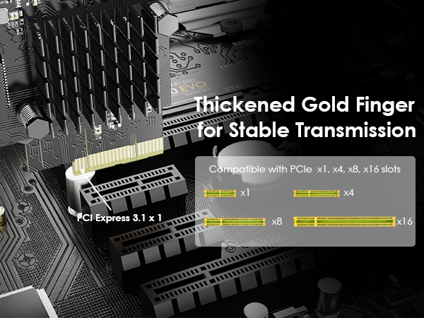 Thickened gold finger for stable transmission