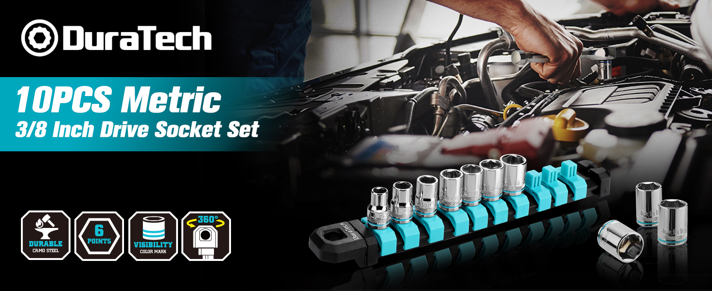 10PCS METRIC 3/8INCH DRIVE SOCKET SET