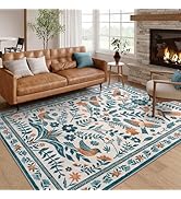 LIVEBOX Washable Rug 8x10, Soft Vintage Large Living Room Rug, Non-Slip Boho Beige Area Rug for B...